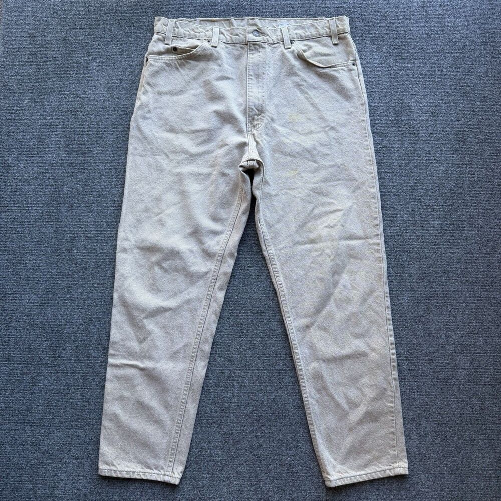 Levi’s 550 Relaxed Fit Tapered Leg Jeans 38x30 Made USA Beige Vintage Orange Tab